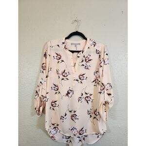Daniel‎ Rainn Women's Floral High-Low V-Neck Long Sleeve Blouse Top Size Medium